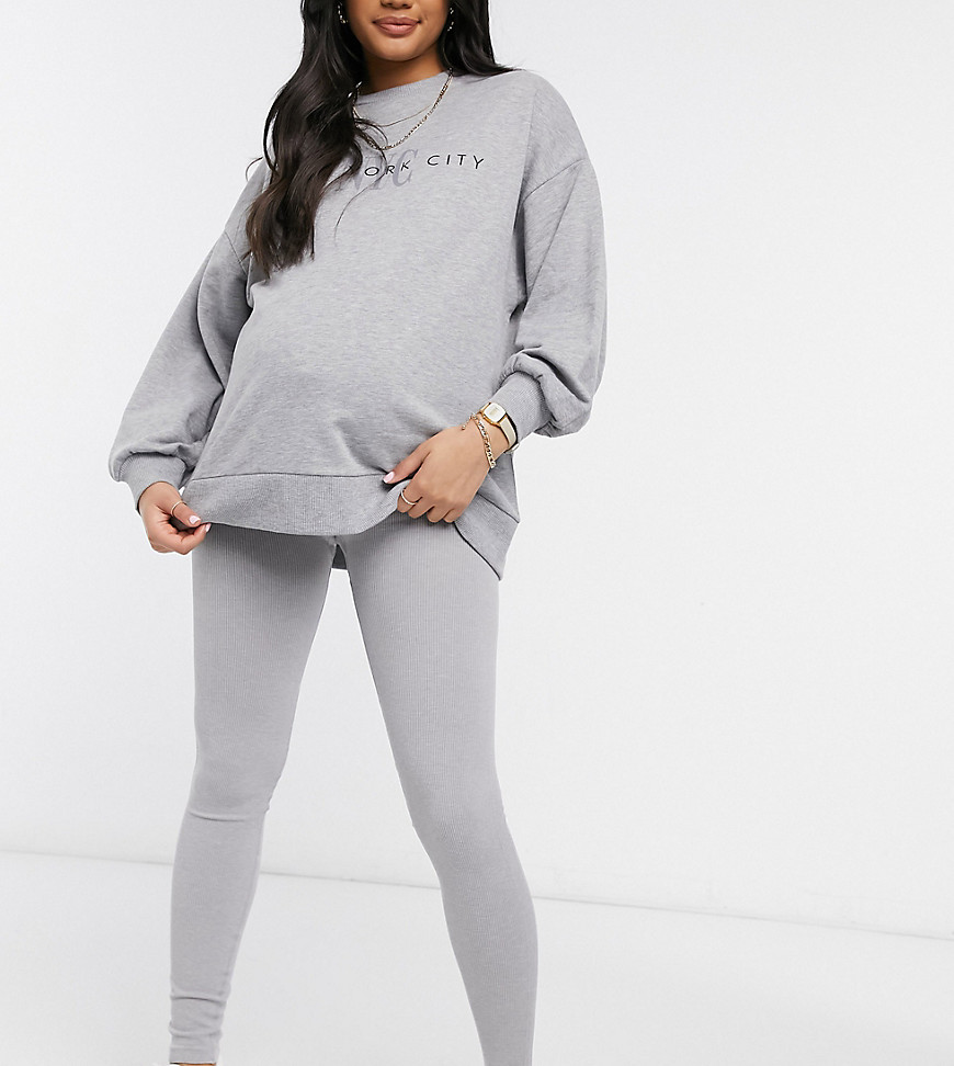 Pieces Maternity lounge leggings with high waist in grey