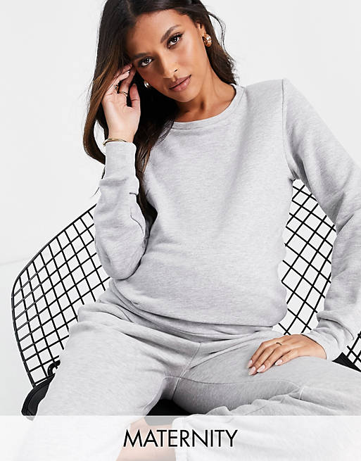 Pieces Maternity lounge sweater co-ord in grey
