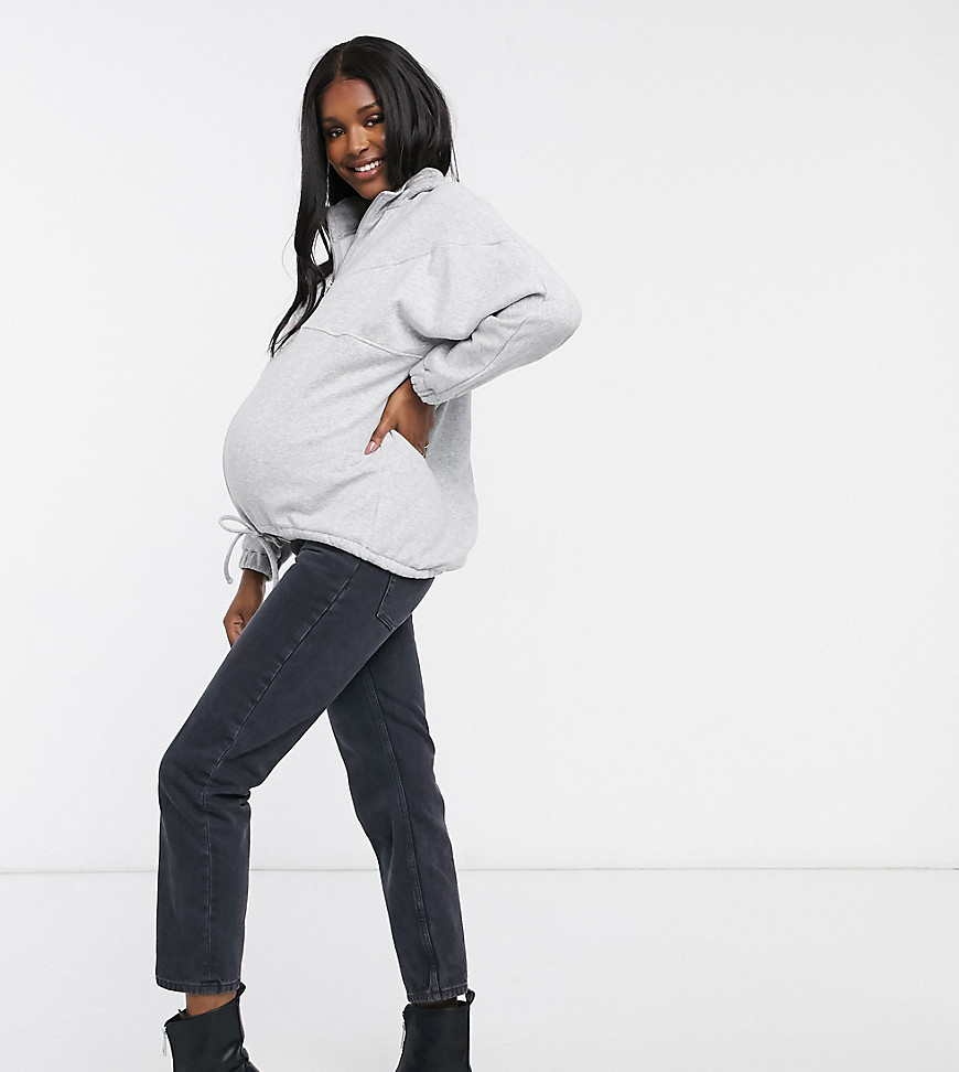 Pieces Maternity - Lounge-sweater met halve rits in grijs