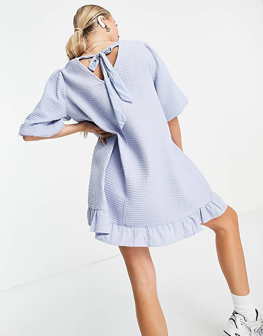 Dresses Pieces Maternity puff sleeve shift dress in blue 
