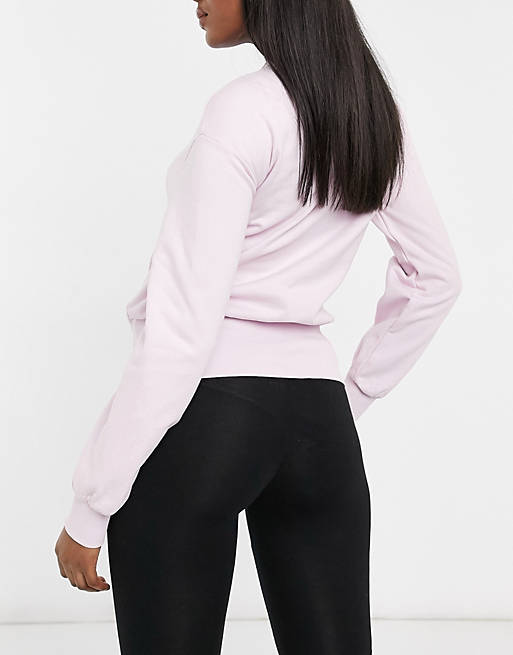 Women Pieces Maternity sweatshirt with deep waistband in lilac 
