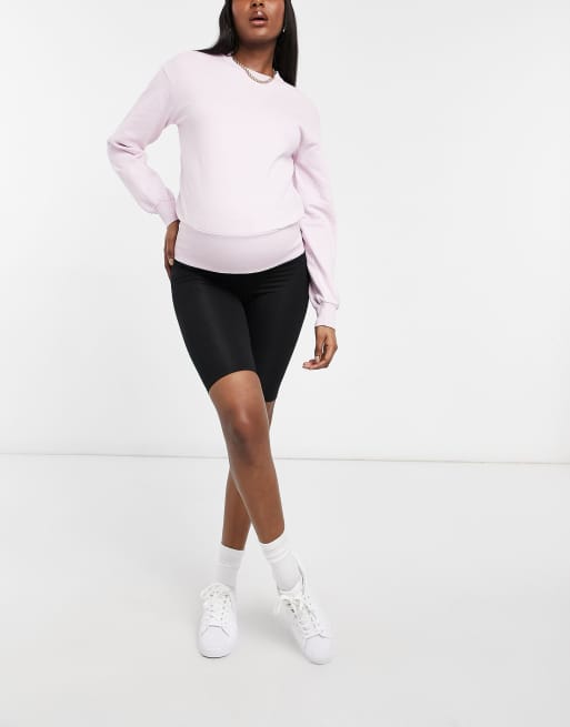 Pieces Maternity sweatshirt with deep waistband in lilac, 4 of 4