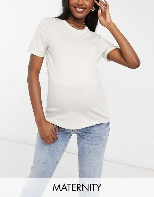 Pieces Maternity - T-shirt in cotone bianco