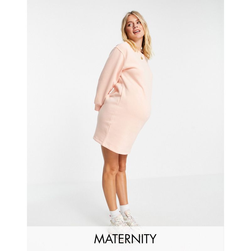Donna Vestiti Pieces Maternity - Vestito corto con maniche a sbuffo color pesca