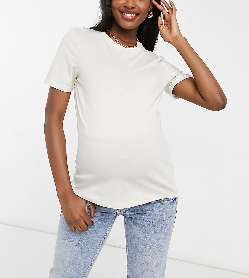 pieces - maternity - vit t-shirt i bomull-vita