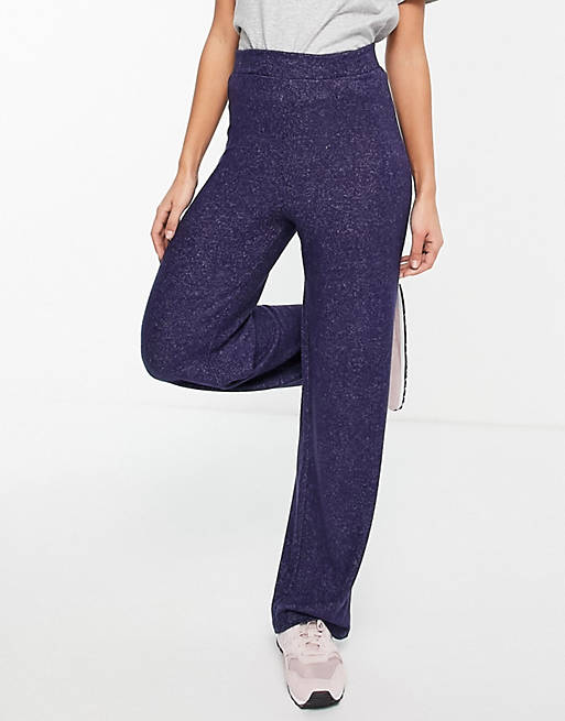 Pieces Matilde highwaisted wide leg knitted trouser co ord in navy