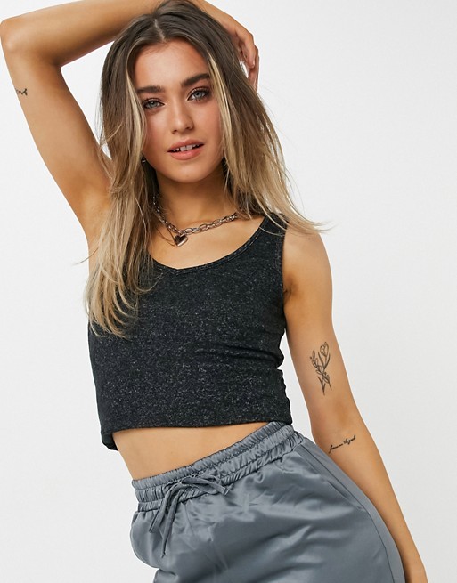 Pieces Matilde knitted tank top co ord in black