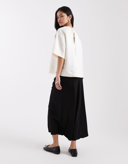 Pieces – Matter Satin-Midirock in Schwarz, 3 von 5
