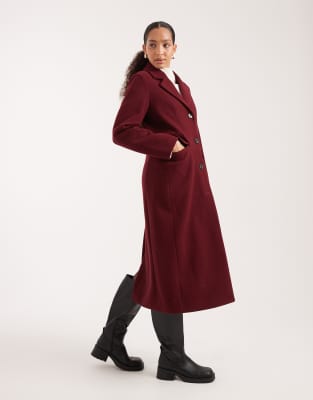Pieces Maxi Formal Coat In Burgundy