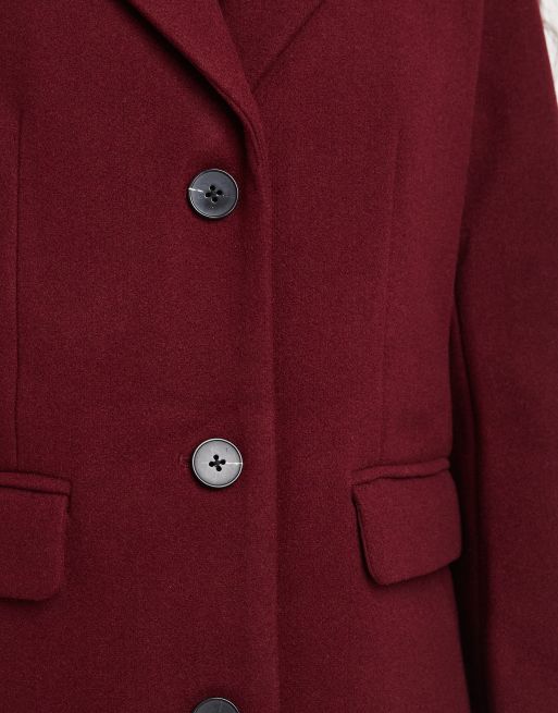 Pieces maxi formal coat in burgundy, 3 of 4