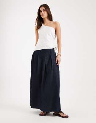 Pieces - Maxi-Jeansrock in dunklem Indigoblau-Marineblau