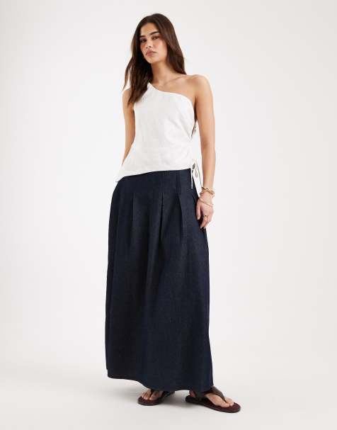 Pieces – Maxi-Jeansrock in dunklem Indigoblau - view 1