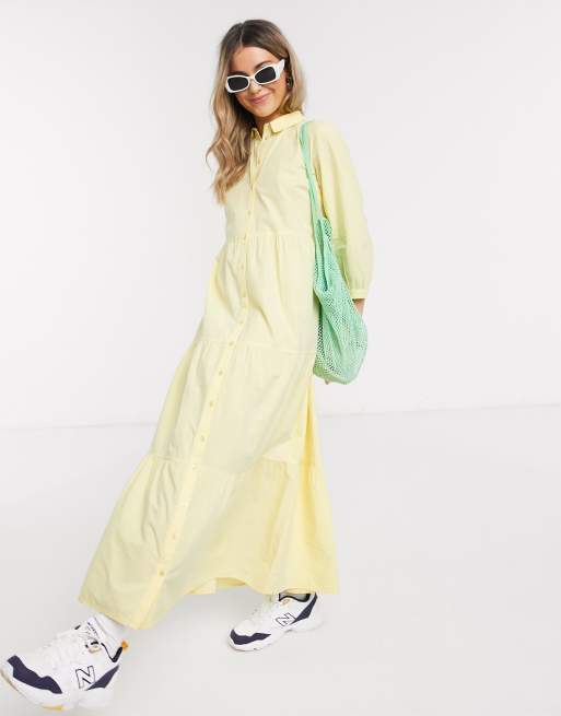 Yellow maxi hot sale shirt dress