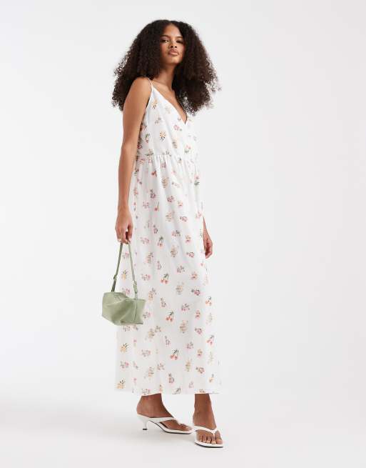 PIECES – Maxi-Trägerkleid in Weiß mit Gartenblumenmuster, 4 von 4