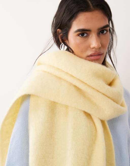 Pieces medium super soft tassel scarf in pastel yellow, 2 of 3