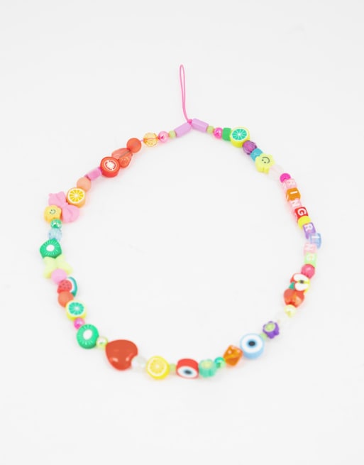 Pieces – Mehrfarbiger Handy-Anhänger mit Frucht-Design