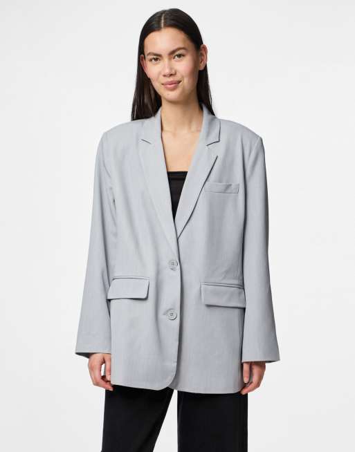 Pieces - Meleret lysegrå blazer
