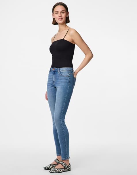 Pieces – Mellanblå jeans med extra smal passform - view 1