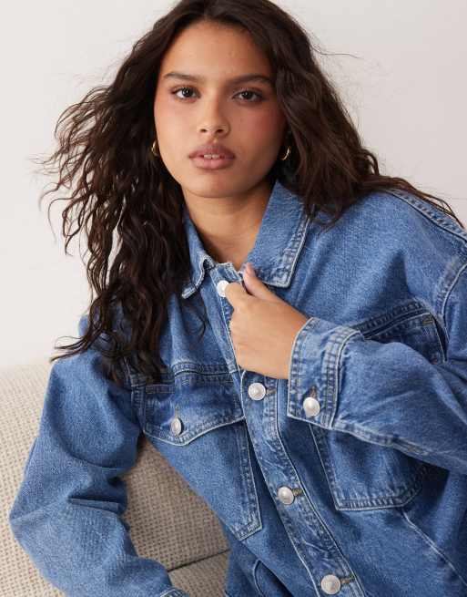 Pieces – Mellanblå jeansjacka, 4 av 4