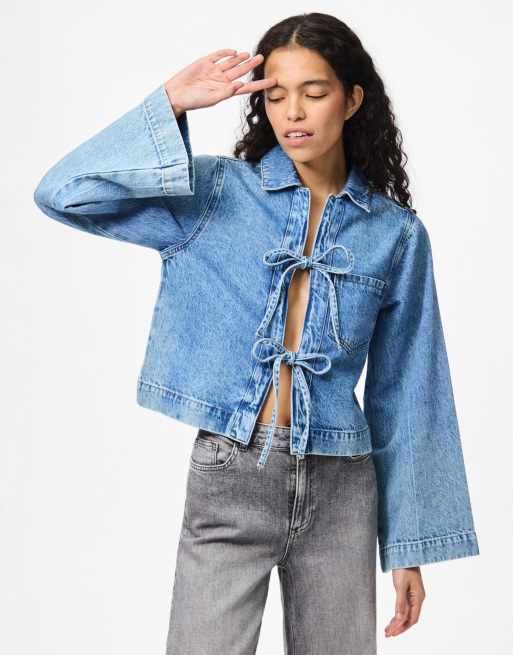 Pieces – Mellanblå jeansskjorta