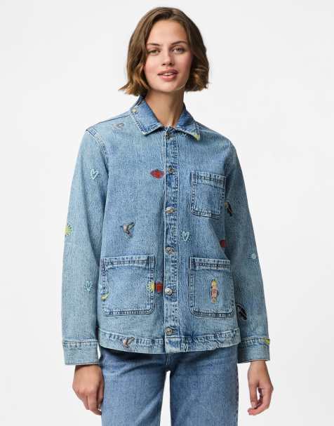 PIECES - Mellemblå denimjakke - view 1