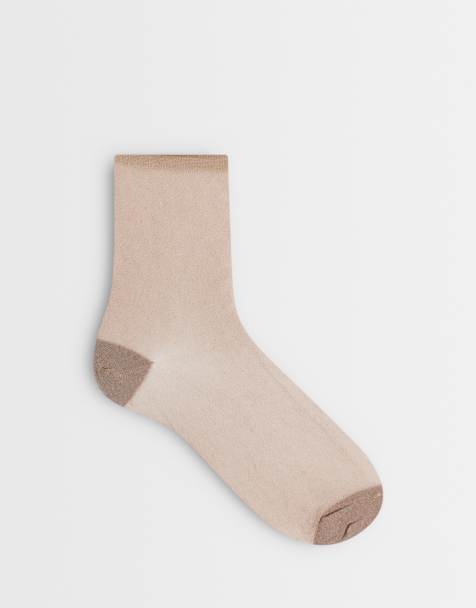 Pieces mesh glitter socks in beige - view 1
