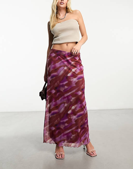 Pieces mesh maxi skirt in multi washed tie dye | ASOS