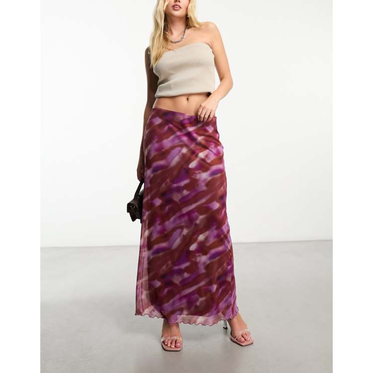 Pieces mesh maxi skirt in multi washed tie dye ASOS