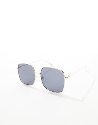 Pieces Metal Square Frame Sunglasses With Black Tint Lenses