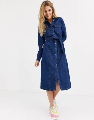 dark blue shirt dress