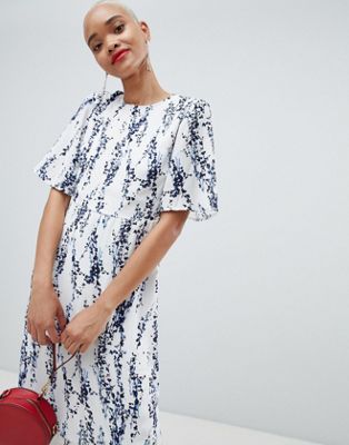 Pieces - Midi-jurk met paisleyprint-Wit