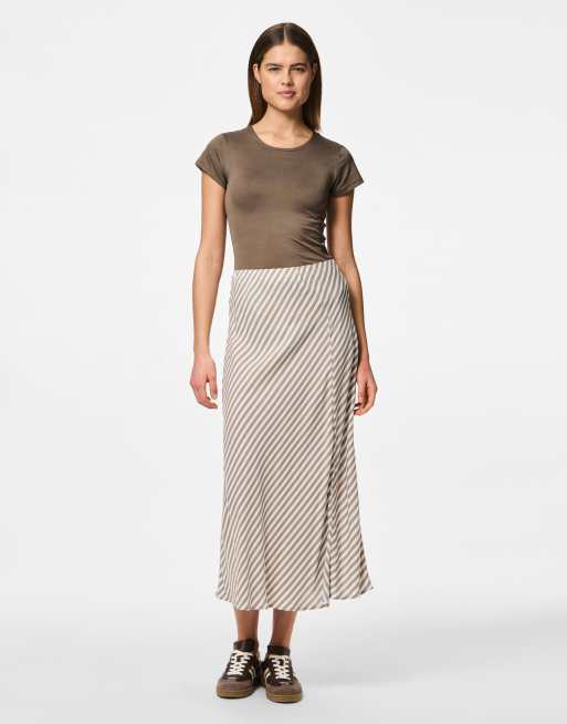 Pieces - Midi-rok in maanrots grijs