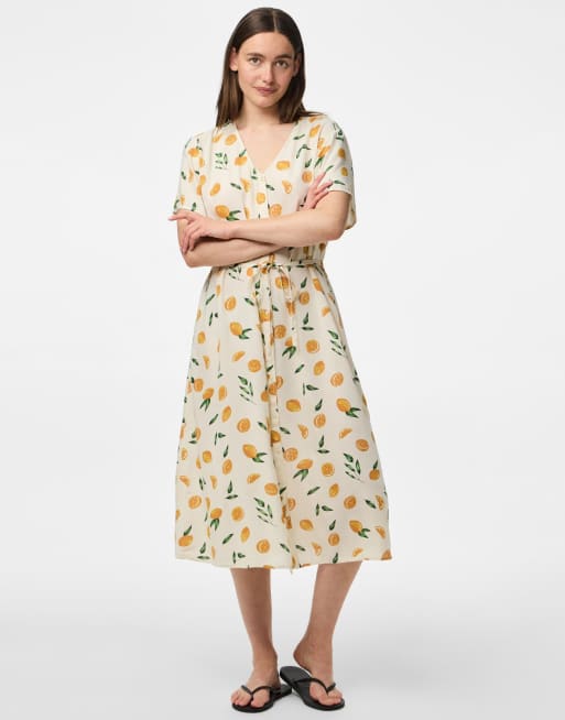 Pieces – Midikleid in Birkenweiß