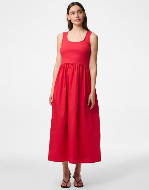 Pieces – Midikleid in Goji-Beeren-Rot - view 1