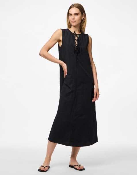 Pieces – Midikleid in Schwarz - view 1