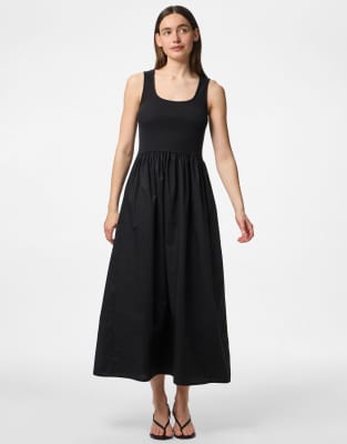Pieces - Midikleid in Schwarz