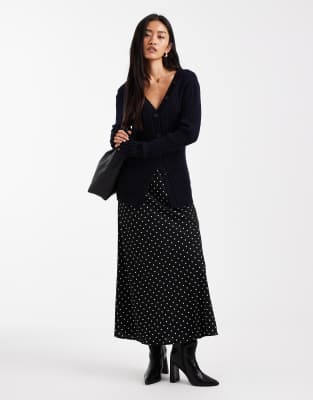 Pieces - Midirock in Schwarz mit weißen Polka Dots