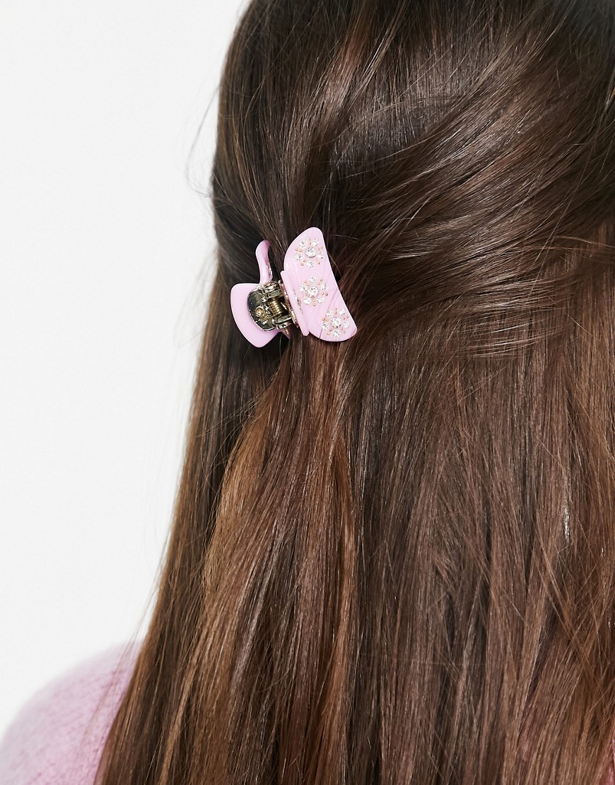 Pieces mini hair claw with flower detail lilac-Purple