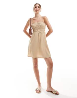 Pieces - Mini-Hängerkleid in Creme-Weiß