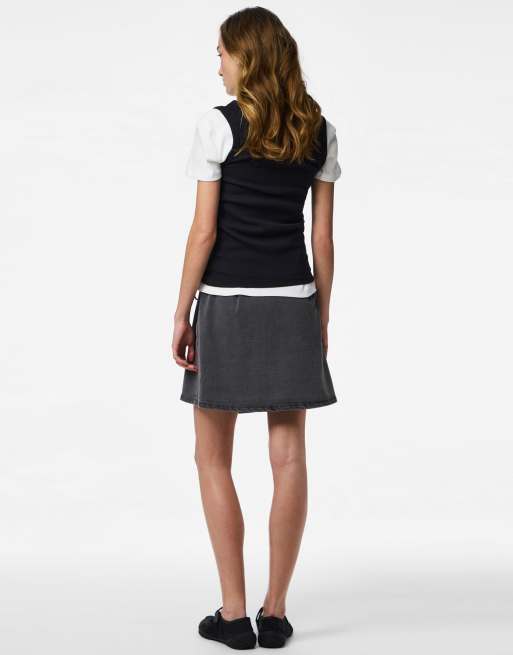 Pieces - Mini-jupe en jean - Gris, 2 de 6