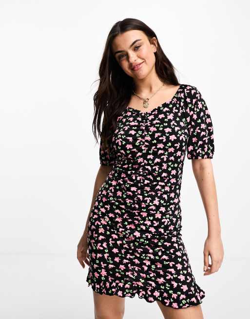 Pieces jurk zwart bloemen hot sale