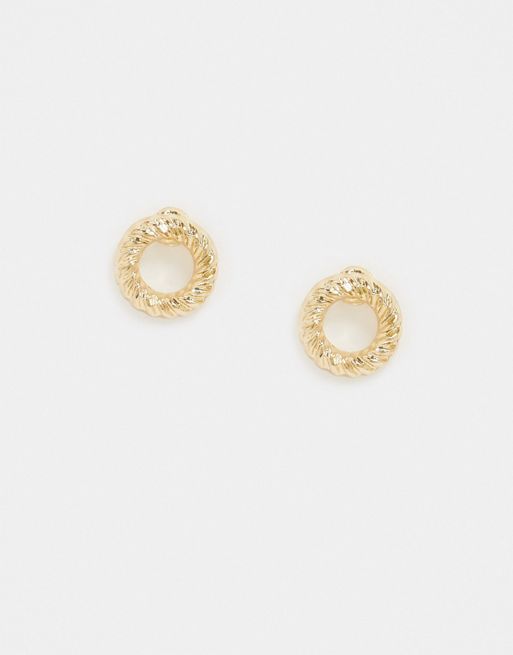 Pieces mini open circle stud earrings in gold | ASOS