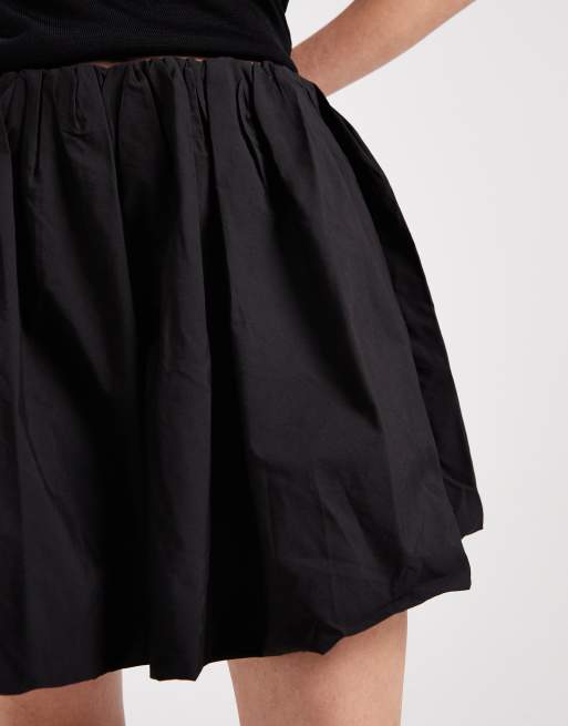 Pieces - Mini pofrok met hoge taille in zwart, 3 van 5