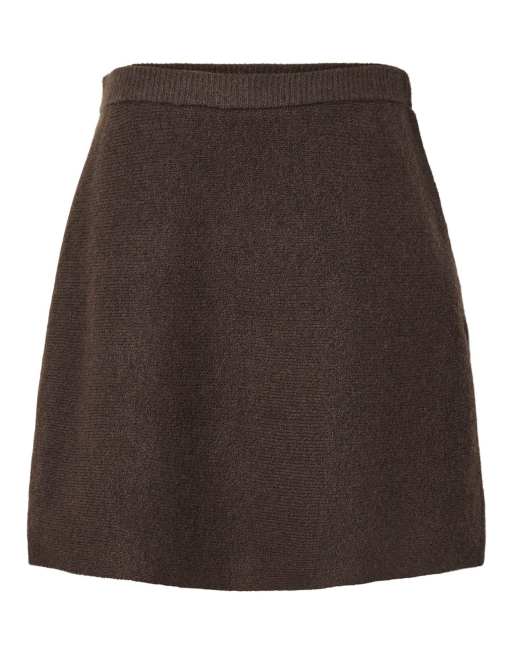 Pieces mini rok in warmbruin, 7 van 7