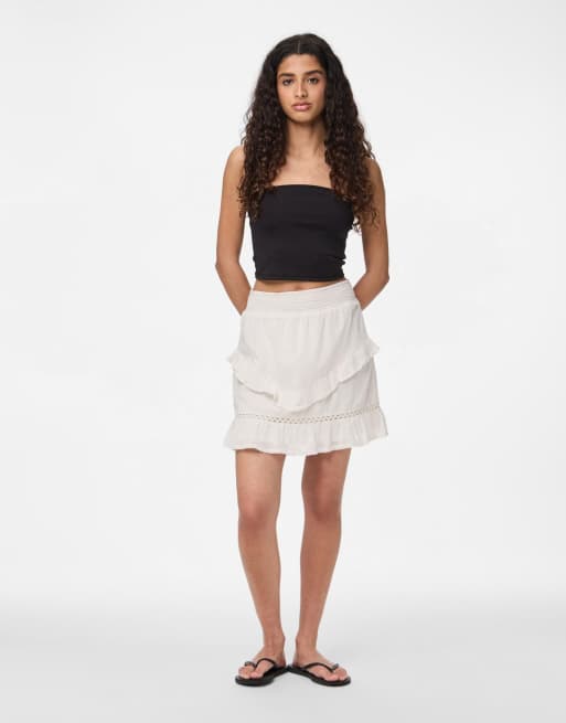 Pieces - Mini rok in wit zand