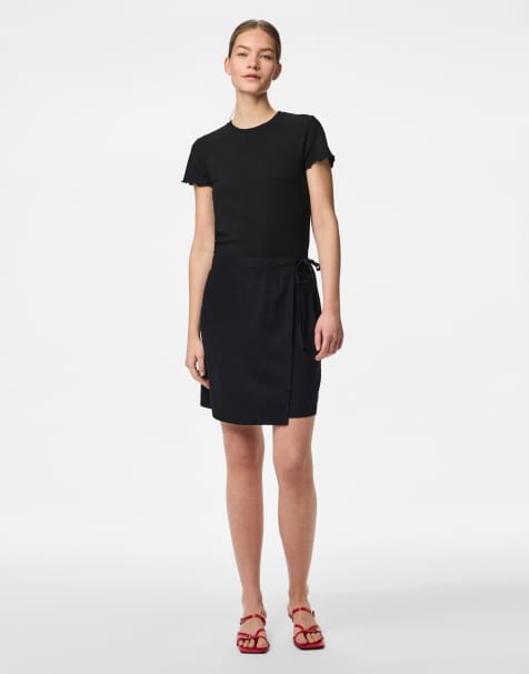 Pieces - Mini rok in zwart - view 1
