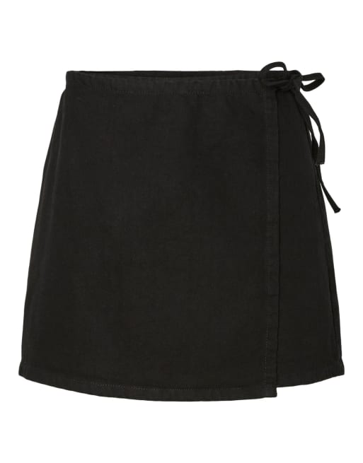Pieces Mini skirt in black denim, 6 of 7