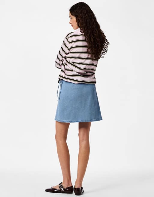 Pieces Mini skirt in light blue denim, 2 of 7