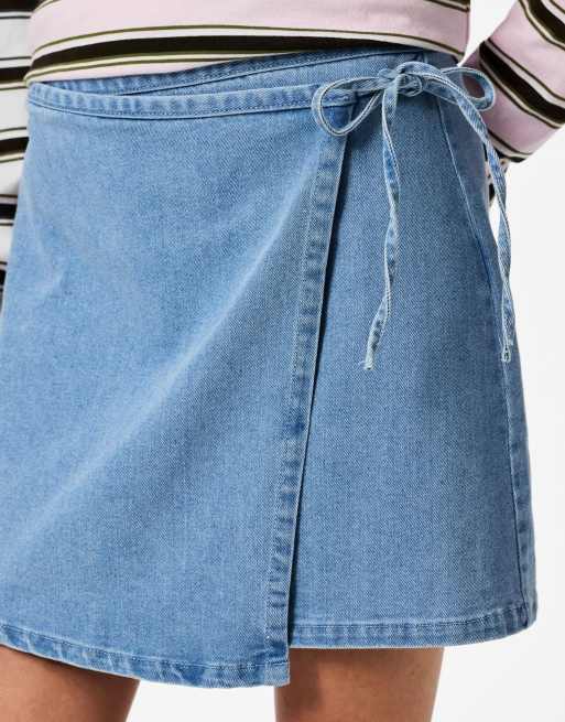 Pieces Mini skirt in light blue denim, 4 of 7