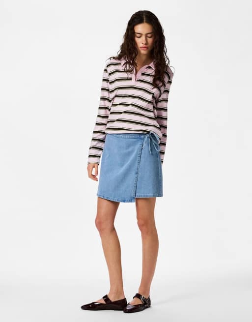 Pieces Mini skirt in light blue denim, 6 of 7